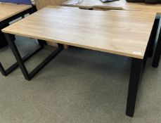 1 x Modern Office Workstation Desk Featuring an Oak Finish, Black Metal All in One Frame and Central