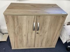 1 x Office Two Door Storage Cabinet Finished in Oak - Dimensions: H73 x W80 x D42 cms