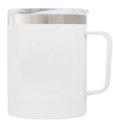 36 x Savannah 330ml Stainless Steel Mug with Handle and Push Fit Sipper Lids - Colour: White - New