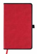 50 x Border Leather Effect Hardback Cover Notebooks with Lined 70gsm Paper - Colour: Red