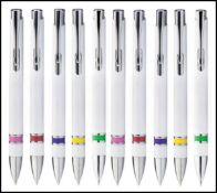 4,000 x Ashworth Ballpens Featuring Black Ink, a White Gloss Barrel, Chrome Detail and a Coloured