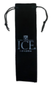 500 x Black Velvet Pen Pouches with ICE London logo- Silver - Ref: TSC-ICE900311