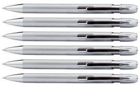300 x Jupiter Push Action Metal Ballpens with Black Ink Refill - Colour: Silver - New Boxed Stock -