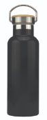 36 x Denver Stainless Steel 500ml Drinking Bottles with Bamboo Screw Lids - Colour: Black - New Boxe