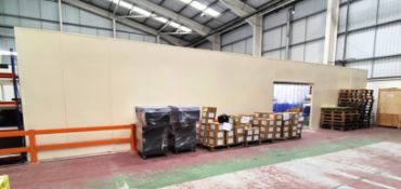 1 x Warehouse Partition System Comprising of 15 x Steel Wall Panels Featuring a Beige Finish
