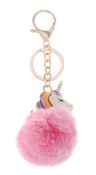 90 x Unicorn Fluffy Keyring - Pink - Ref: TSC-ICE800421