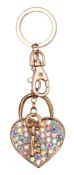 350 x Heart Locket Charm Keyrings - Rose Gold - New Boxed Stock - Ref: TSC-ICE800420