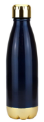 36 x Miami 500ml Stainless Steel Vacuum Flasks with Gold Trim - Colour: Navy - New Boxed Stock
