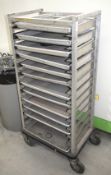 1 x Mobile Rack with 12 Metal Trays - Dimensions: H124 x W55 x D38 cms - Ref: VSS237