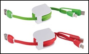 1,000 x USB Multi Phone Charger - Colour: Red and Green (500 of Each) - New Boxed Stock