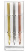 80 x Set of 3 Metal Pen - Gold/Silver/Rose Gold - New Boxed Stock - Ref: TSC-ICE100641