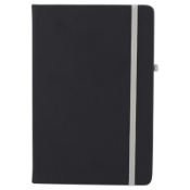 50 x Ebony A5 Soft PU Hardback Notebooks Containing 192 Pages of Lined Cream Paper - Colour: Black