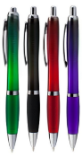 160 x Curvy Colour Ballpenss with Comfortable Grip - Colour: Frosted Black - New Boxed Stock
