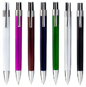 200 x Vogue Stylish Push Action Ballpens with Silver Trims and Black Ink - Colour: Burgundy - New