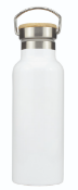 36 x Denver Stainless Steel 500ml Drinking Bottles with Bamboo Screw Lids - Colour: White - New Boxe