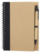 50 x Eco Spiral Notebooks with Matching Pens - Colour: Black - New Boxed Stock - Ref: 401066.03