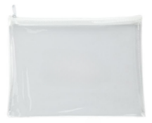 300 x Lexicon Transparant Clear Pencil Case with Coloured Zip - Colour: White - New Boxed Stock