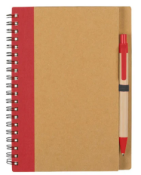50 x Eco Spiral Notebooks with Matching Pens - Colour: Red - New Boxed Stock - Ref: 401066.05