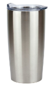 36 x Remo Stainless Steel Drinks Tumblers with Clear Sip Through Lid - Colour: Steel - New Boxed