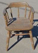 1 x Wooden Captains/Smokers Bow Chair - Ref: GTC224/GTCP7 - CL1017 - Location: Altrincham