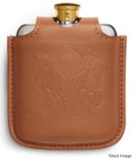 1 x RALPH LAUREN HOME 'Garrett' Luxury Solid Brass Flask with Leather and Canvas Cover, 355ml -