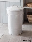 1 x Classic Kitchen Bin - Powder Coated Steel - Colour: Chalk - RRP £60.00 - Ref: GTC342/GTCP6 -