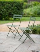 6 x Rive Droite Folding Metal Bistro Chairs In Green - Ref: GTC326/GTCP6 - CL1017 - Location: