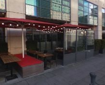 10 x Commercial Aluminium and Glass 150 x 240cm Windbreak Panels From A High End Canary Wharf