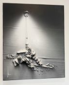 1 x Signed Original Max Rovmieu 3D Sculptural Wall Art featuring a Vagrant Under Lamplight