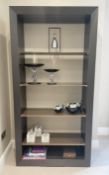 1 x Stylish Display Shelving Unit in Wenge with Glass Shelves - Ref: LB398 - CL1020 - NO VAT ON