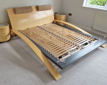1 x Hülsta 'Primo' Designer Wooden Kingsize Sleigh Bed Frame with Headboard - CL1020 - NO VAT