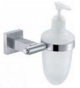 1 x STONEARTH Glass Soap Dispenser With Holder - Solid Stainless Steel Bathroom Accessory - Brand