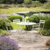 1 x River Droite Bistro Table And 2 Chairs In Chalk - Powder Coated Steel - RRP £225.00 - Ref:
