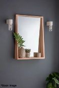 1 x Southbourne Wooden Hallway Wall Mirror With Shelf - 70X50cm - Beech - RRP £140.00 - Ref: