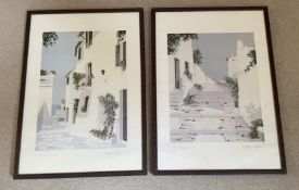 Pair of Rare Giorgio Supppini' La Scalinata' Italian Flight of Steps Signed Litho Prints -
