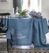 1 x ALEXANDRE TURPAULT Florence Bleu Egee Tablecloth 170x320cm - Original Price £349.00 - Ref: