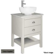 1 x TRISTAN ALEXANDER Claremont 600mm 2-Drawer Washstand In Dark Lead - Handmade In The Uk - RRP £