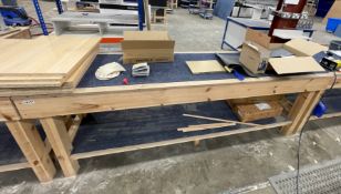 1 x Wooden Work Bench - 240(L) X 60(W) X 88(H) cm - Ref: LB157 - CL1019 - Location: Waltham Abbey