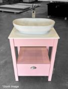 1 x TRISTAN ALEXANDER Glyndebourne 600mm 1 Drawer Washstand In Blush - Handmade In The Uk - RRP £1,