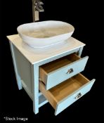 1 x TRISTAN ALEXANDER Claremont 600mm 2-Drawer Washstand In Oval Room Blue - Handmade In The Uk -