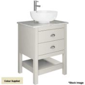 1 x TRISTAN ALEXANDER Claremont 600mm 2-Drawer Washstand In French Grey - Handmade In The Uk -