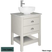 1 x TRISTAN ALEXANDER Claremont 600mm 2-Drawer Washstand In Goblin Green - Handmade In The Uk -