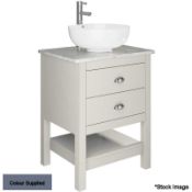 1 x TRISTAN ALEXANDER Claremont 600mm 2-Drawer Washstand In Hicks Blue - Handmade In The Uk - RRP £
