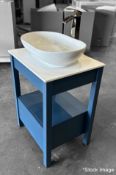 1 x TRISTAN ALEXANDER Glyndebourne 600mm 1 Drawer Washstand In Hicks Blue - Handmade In The Uk - RRP