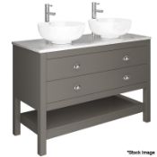 1 x TRISTAN ALEXANDER Aldridge 1200mm 2-Drawer Washstand In Dark Lead - Handmade In The Uk - RRP £