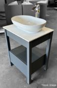 1 x TRISTAN ALEXANDER Glyndebourne 600mm 1 Drawer Washstand In Slate Grey - Handmade In The Uk - RRP