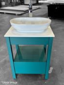 1 x TRISTAN ALEXANDER Glyndebourne 600mm 1 Drawer Washstand In Goblin Green - Handmade In The Uk -