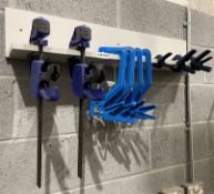 1 x Selection Of Work Clamps With Storage Shelf - Ref: LB150 - CL1019 - Location: Waltham Abbey