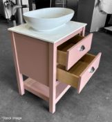 1 x TRISTAN ALEXANDER Claremont 600mm 2-Drawer Washstand In Victorian Rose - Handmade In The Uk -