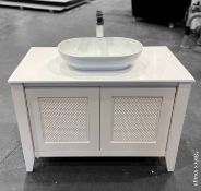 1 x TRISTAN ALEXANDER Davenport 1050mm Washstand With Carved Door - Colour: Joanna - Handmade In The